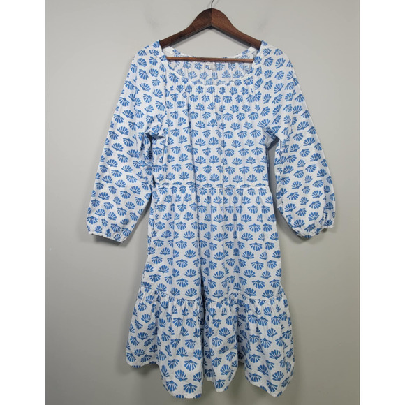 J.CREW Dresses & Skirts - NWT J. Crew Dress 10 Puff Sleeve Smocked Blue Shell Print